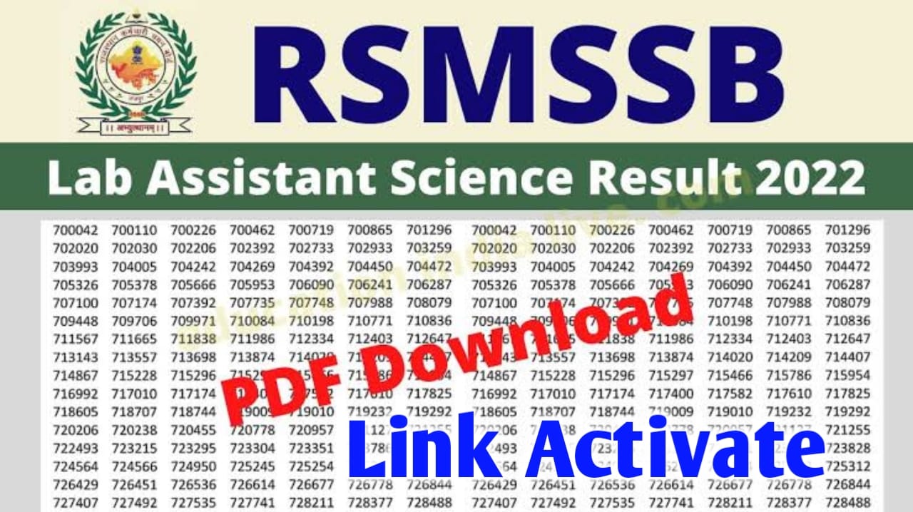 Rajasthan Lab Assistant Science Result 2022 