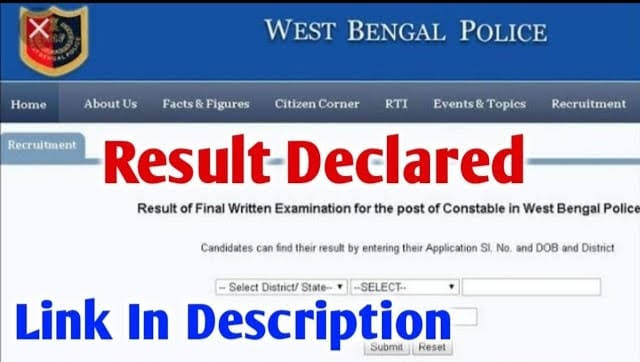 WBP Excise Constable final result 2022