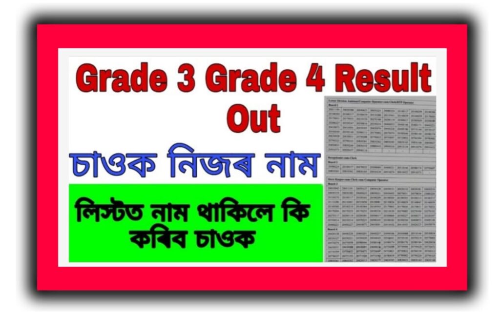 Assam Grade 3, 4 Result 2022