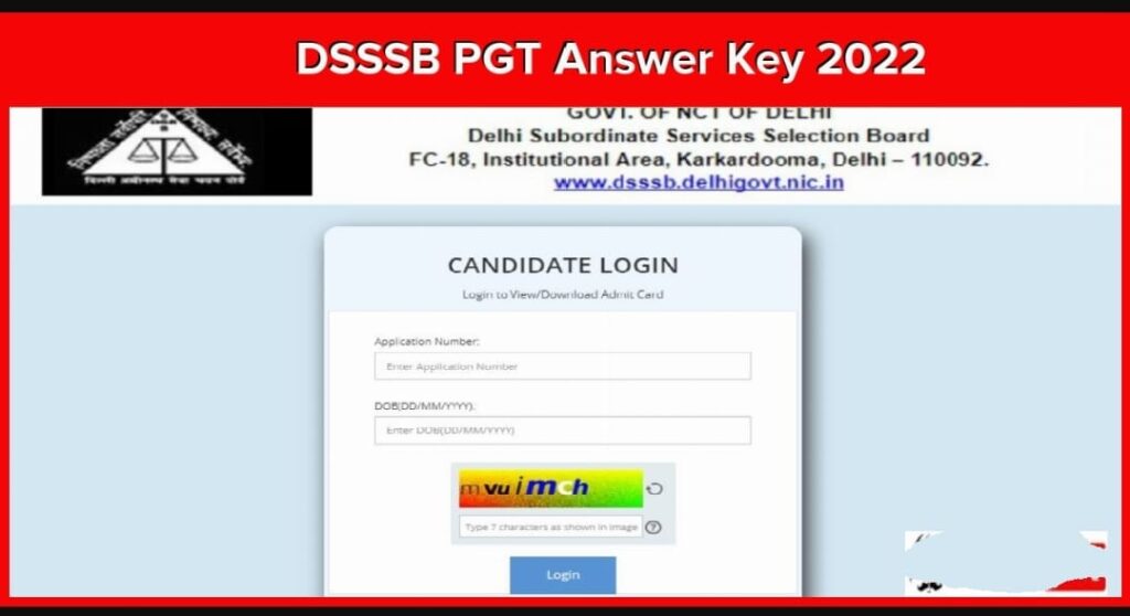 DSSSB PGT Answer Key 2022