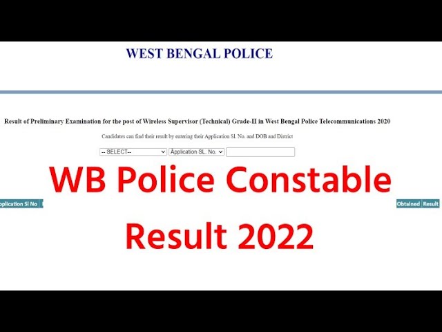 WBP Constable Result OUT 2022