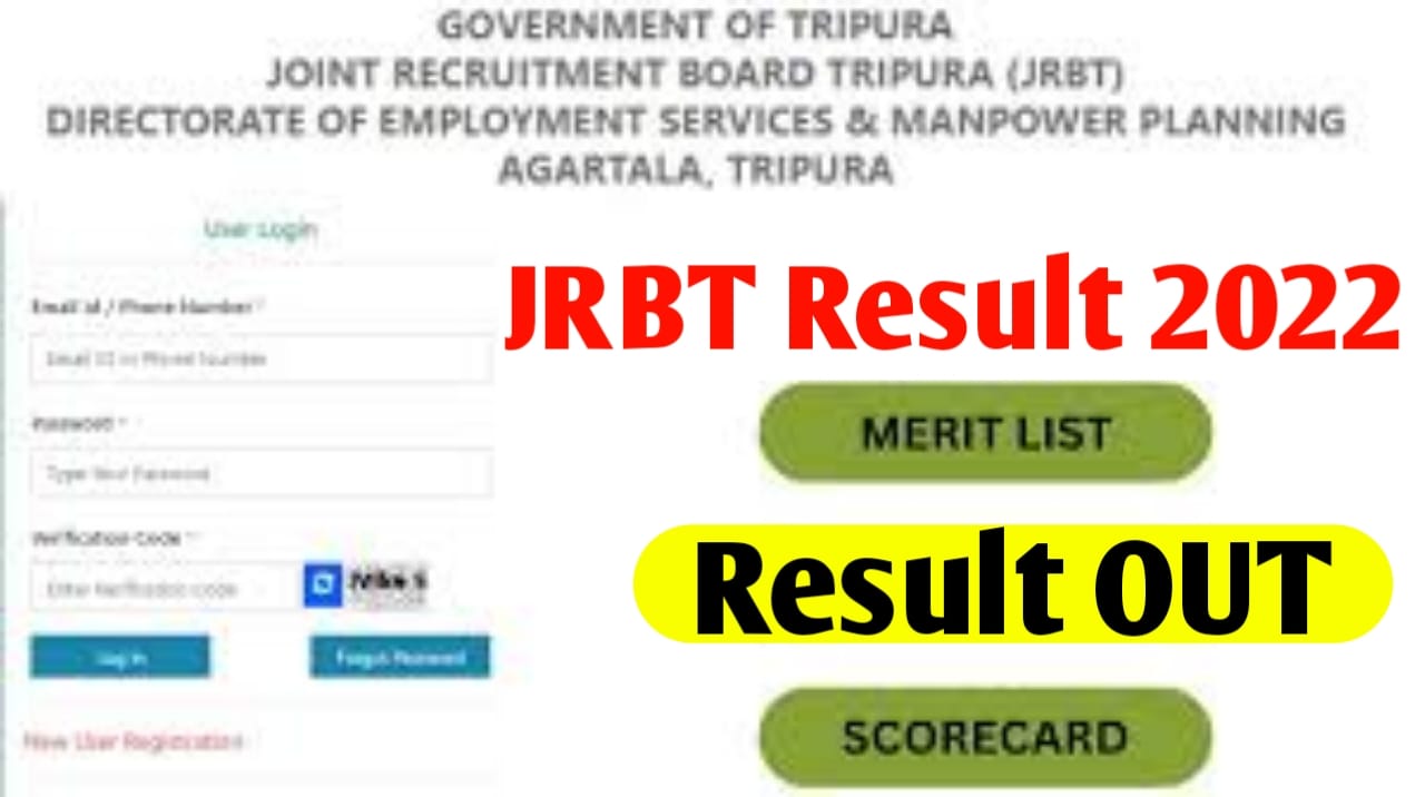 JRBT Result 2022 Group C & D Merit List, Cut Off Marks @jrbtripura.com