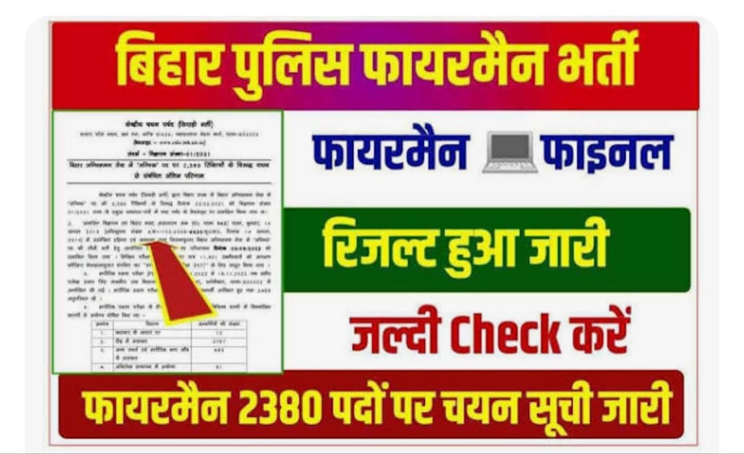 Bihar Police Constable Result 2022, Final Merit List, Selection List