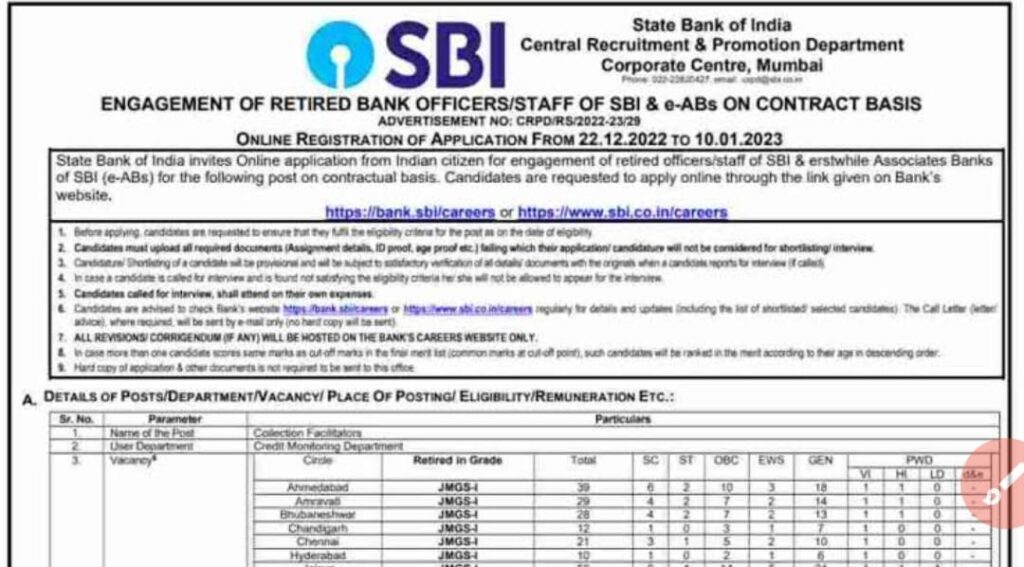 SBI Bank Recruitment 2023, Notification PDF Out for 1438 Vacancies