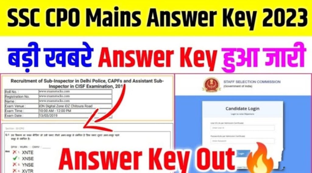 SSC CPO Mains Answer Key OUT 2023