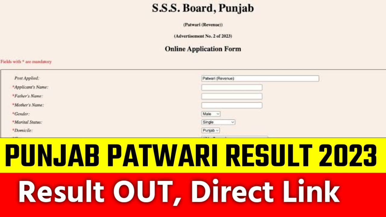 PSSSB Patwari Result 2023 Out