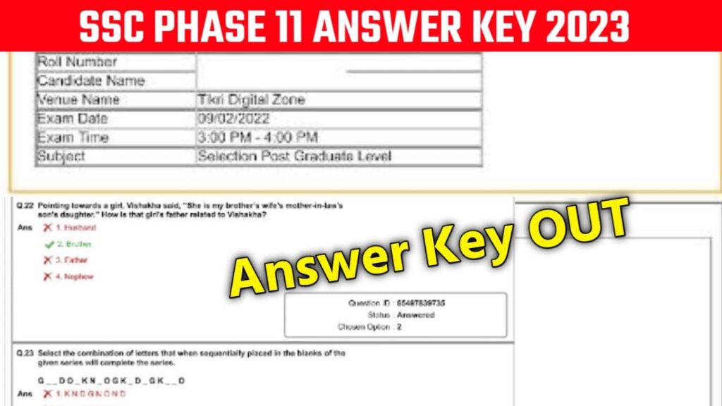 SSC Selection Post Phase 11 Answer Key 2023
