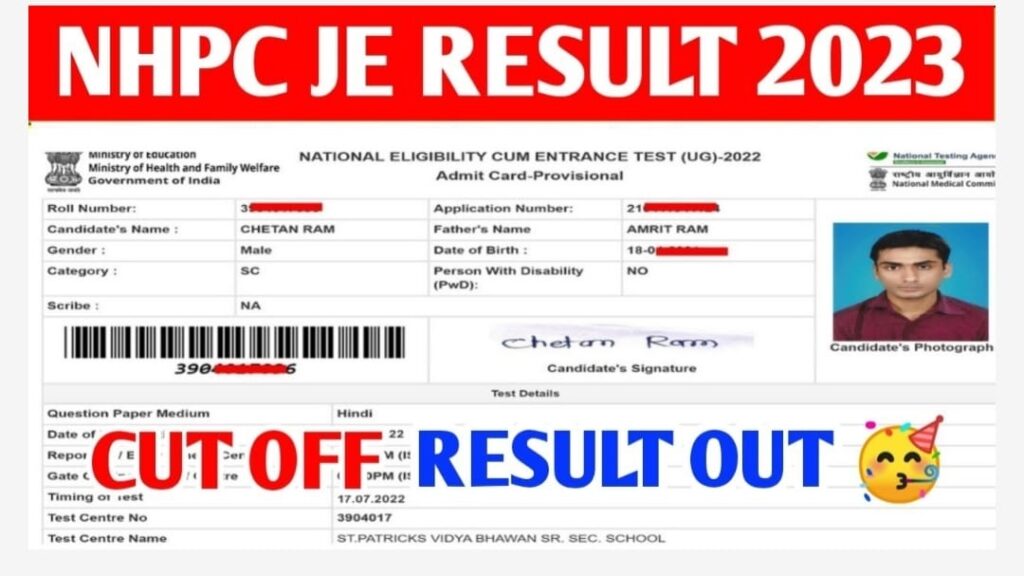 NHPC JE Result 2023, Cut Off Marks & Merit List PDF Download