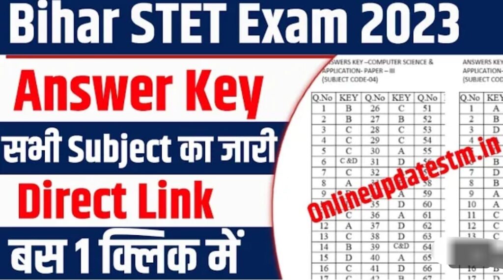 Bihar STET Answer Key 2023, Paper I & II, Download @bsebstet.com