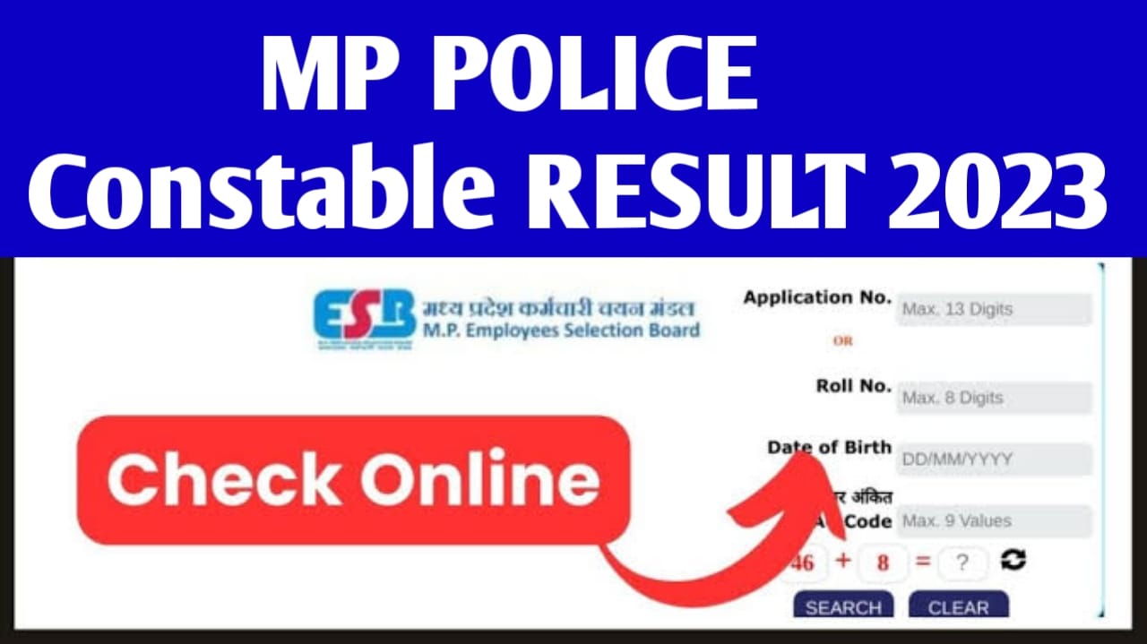 MP Police Constable Result 2023, Merit List Download, Cut Off Marks @ esb.mp.gov.in