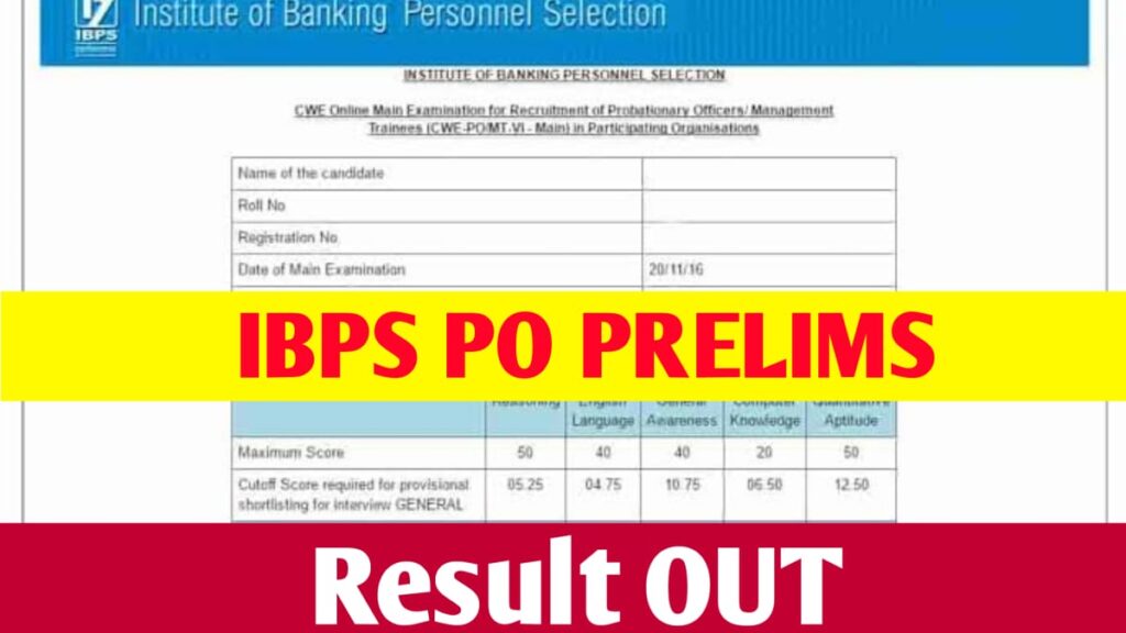 IBPS PO Prelims Result 2023 Direct Link