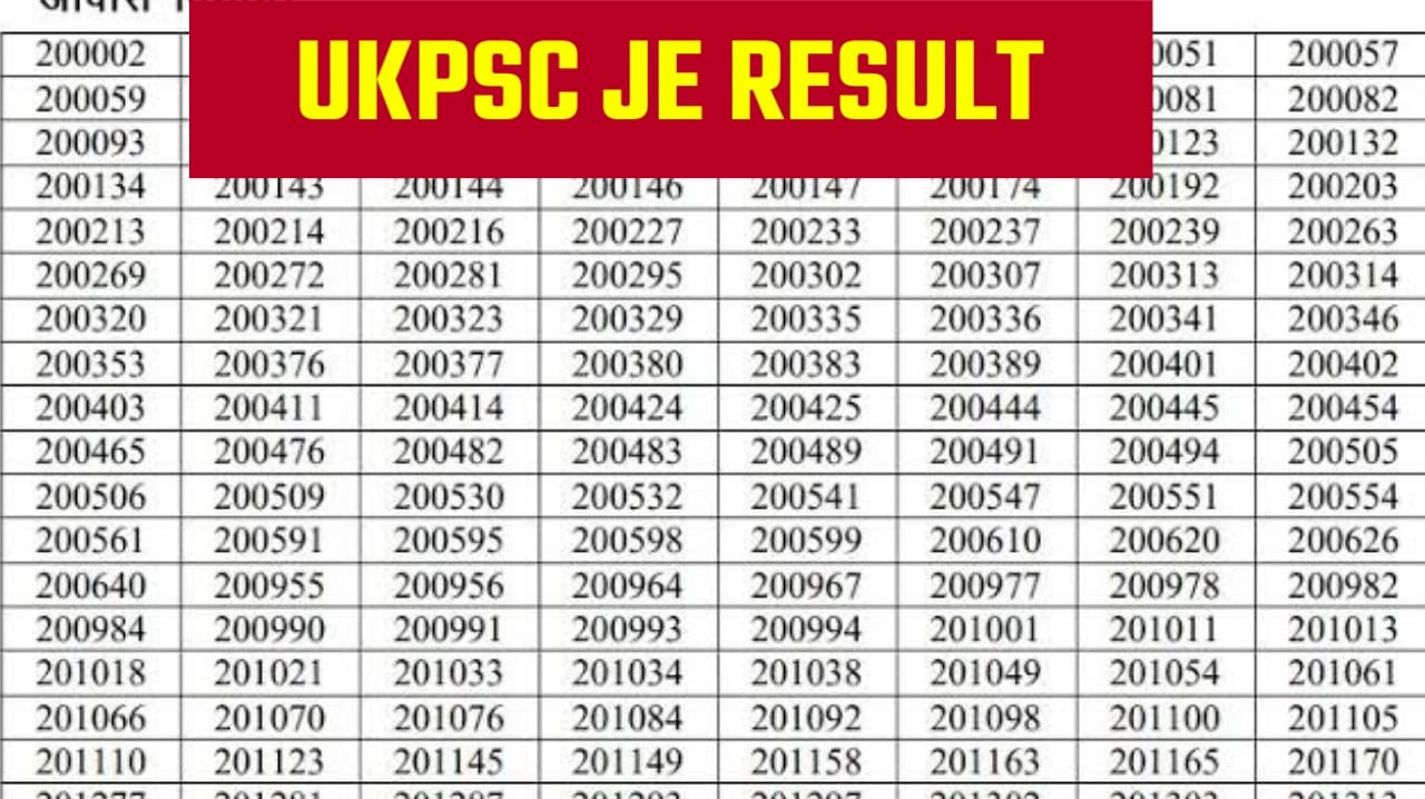 UKPSC JE Result 2023 Uttarakhand Junior Engineer Cut Off Marks, Merit List Download