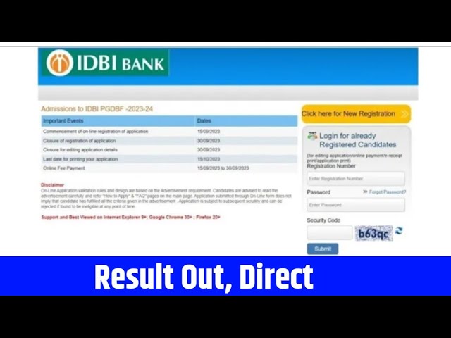 IDBI Executive Result 2024 Direct Link